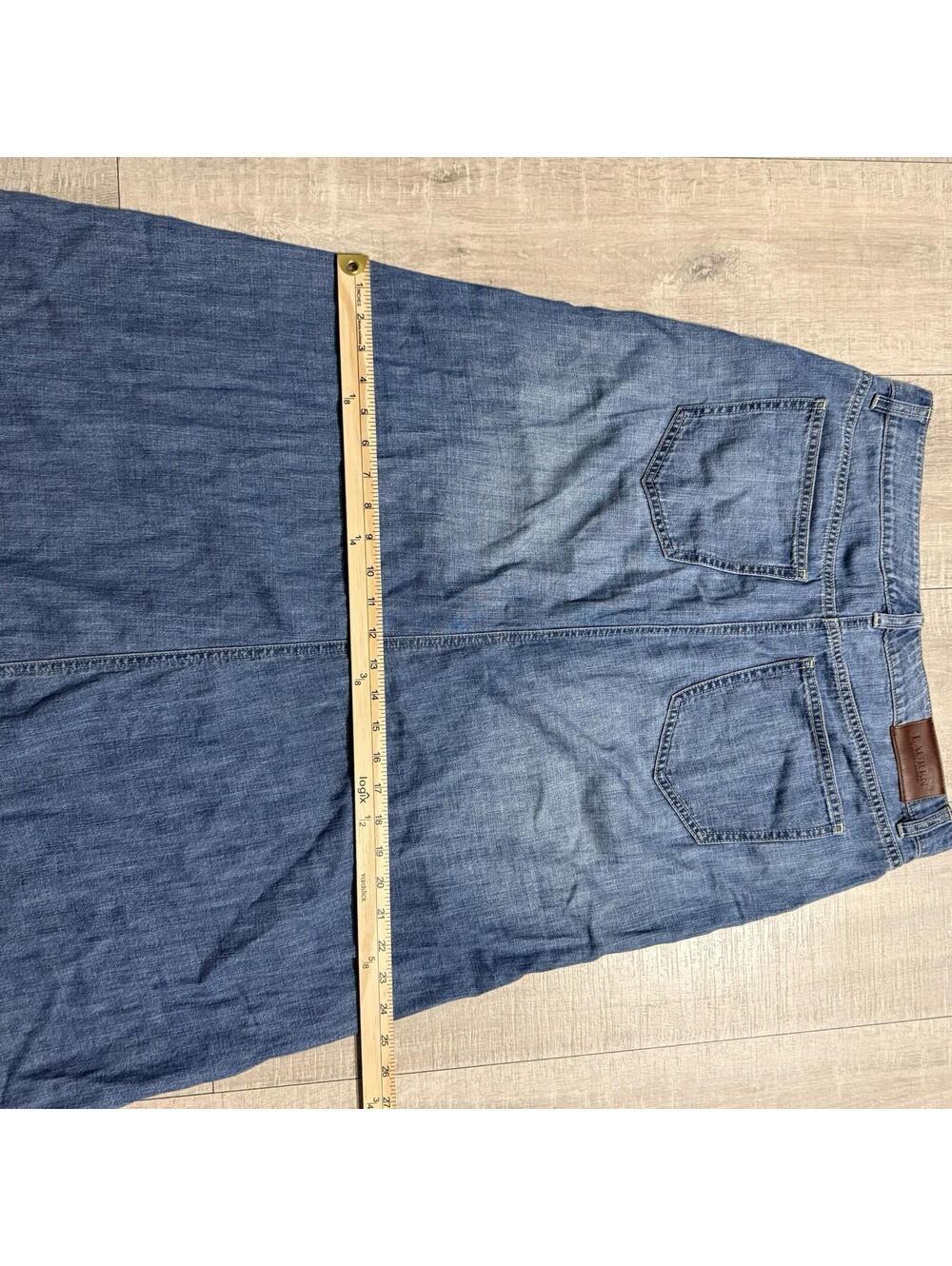 Vintage Lauren Ralph Lauren Y2K Women's 8 Denim Maxi Skirt Western Cottage Blue - Picture 9 of 9
